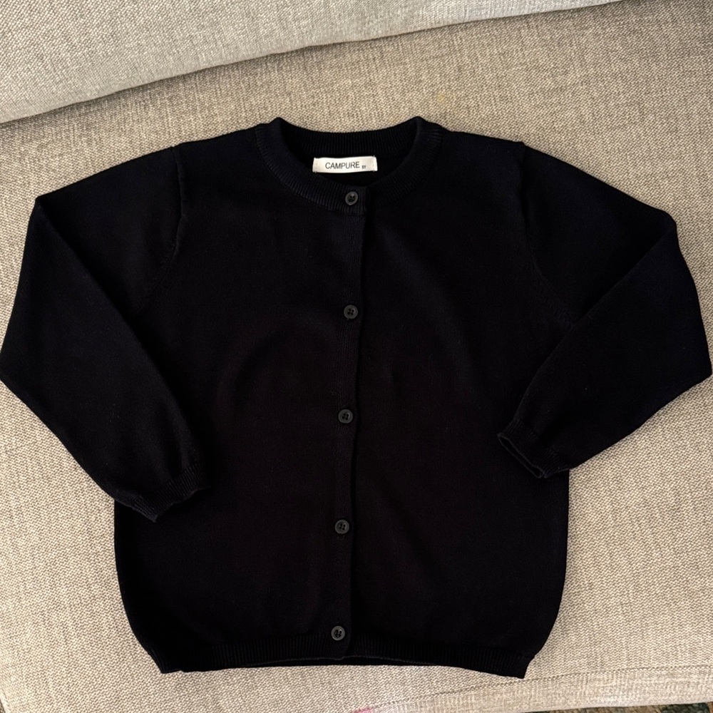 Campure - Girls’ Cardigan Cotton Button Down Sweater - Black - Size: 5